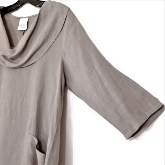 Match Point Linen Tunic Top Cowl Neck Lagenlook Sm - Picture 5 of 8